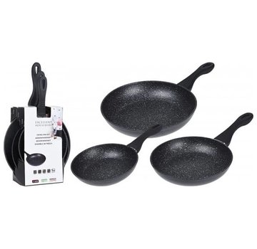 Koopman Ensemble de poêle à frire Excellent Only Cook - Ø 20, 24, 28 cm - Noir marbré