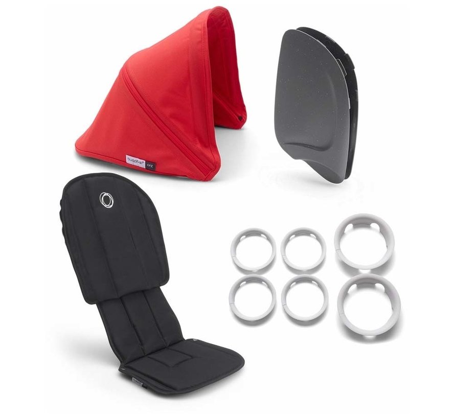 Bugaboo Ant Ensemble complet de style siège de poussette avec housse de protection solaire - Noir avec rouge