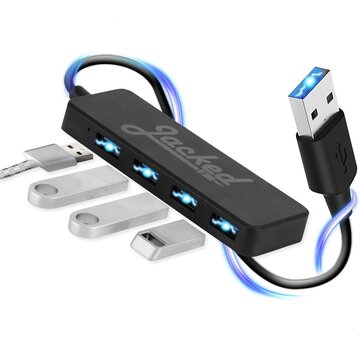 Jacked Jacked - Répartiteur Usb - Pour ordinateur portable - 4 Ports - Usb 3.0 multiport - Noir