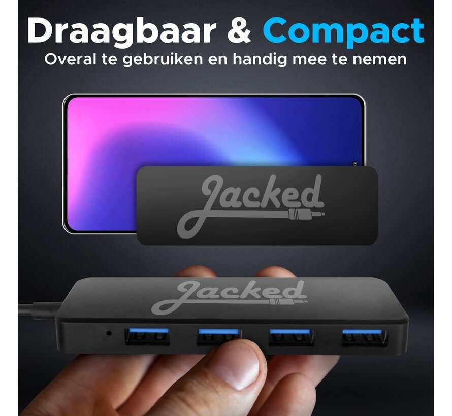 Jacked - Répartiteur Usb - Pour ordinateur portable - 4 Ports - Usb 3.0 multiport - Noir