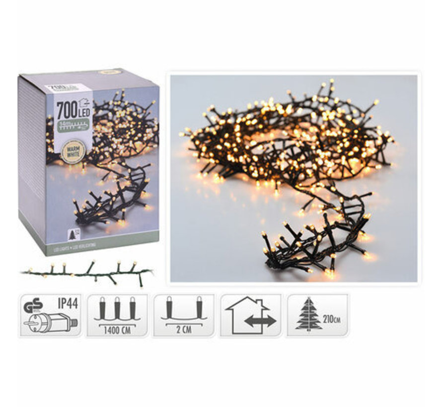 Nampook - Lumières de Noël - SET DE 3 - 14 METRES - Blanc chaud - 700 LED - Pour l'intérieur et l'extérieur