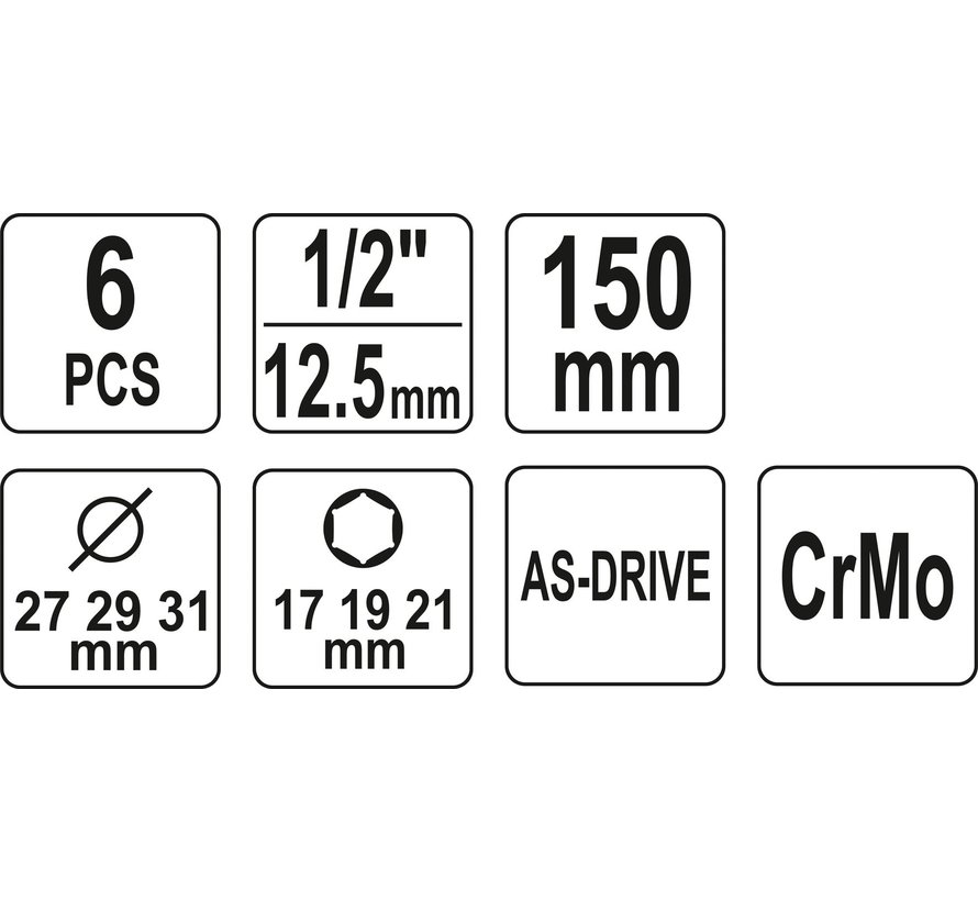 Douilles de serrage - longues 1/2" Yato YT-10563