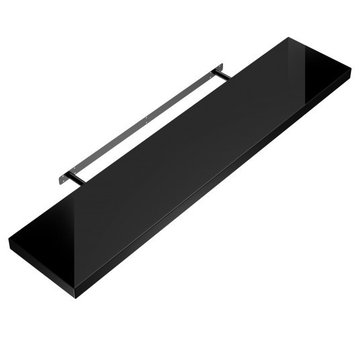 Casaria Étagère murale flottante - Casaria - noir brillant - 110x23x3.8cm