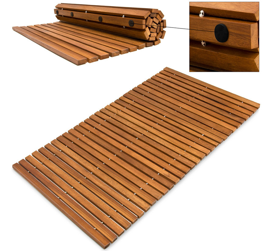 Casaria Tapis de bain en bois d'acacia robuste - certifié FSC