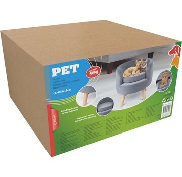 Petcomfort Pet Comfort Pet Bed - Animaux jusqu'à 80KG - Oreiller en velours doux - Lit surélevé pour chats et chiens - Gris - 40,5 x 36 cm