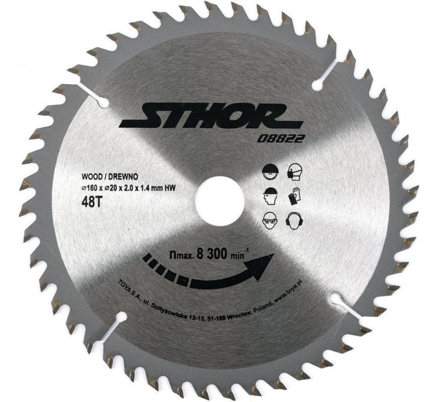 STHOR Lame de scie circulaire Ø160 mm - 48 T - diamètre intérieur 20 mm