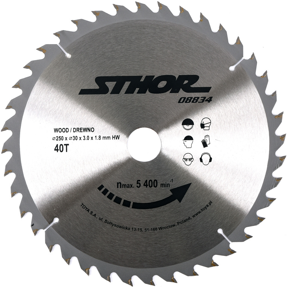 STHOR Lame de scie circulaire - 40T - dia 30mm - circonférence 250mm