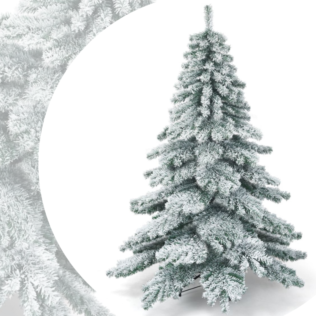 Père Noël - Arbre de Noël - Avec flocons de neige - 657 branches - Vert et blanc - 180 cm