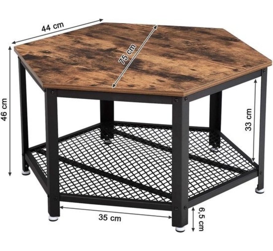 Hoout Table basse avec compartiment de rangement - 75 x 45 x 75 cm (L x H x P)