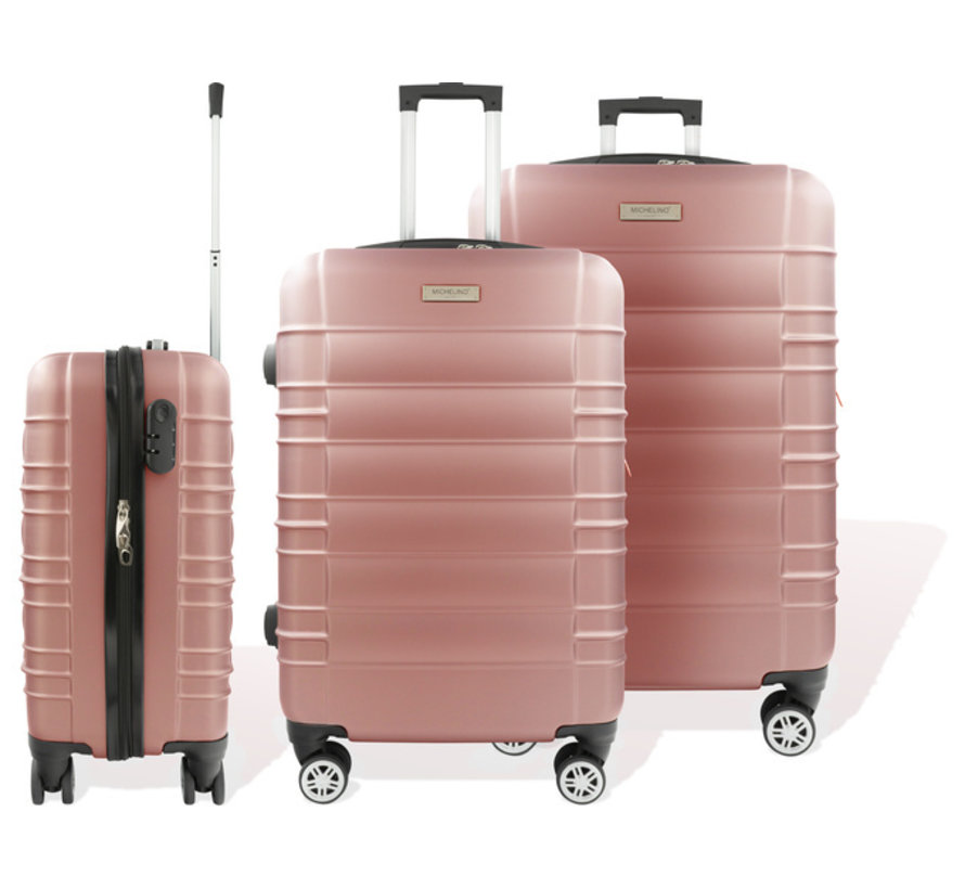 Hoffmanns Set de valises 3 pièces - XXL 76x52x30cm Travelstar Rose