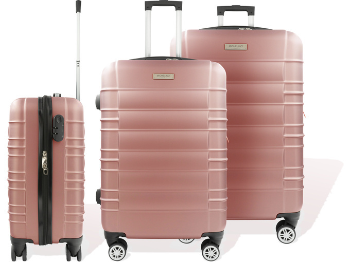 Hoffmanns Set de valises 3 pièces - XXL 76x52x30cm Travelstar Rose