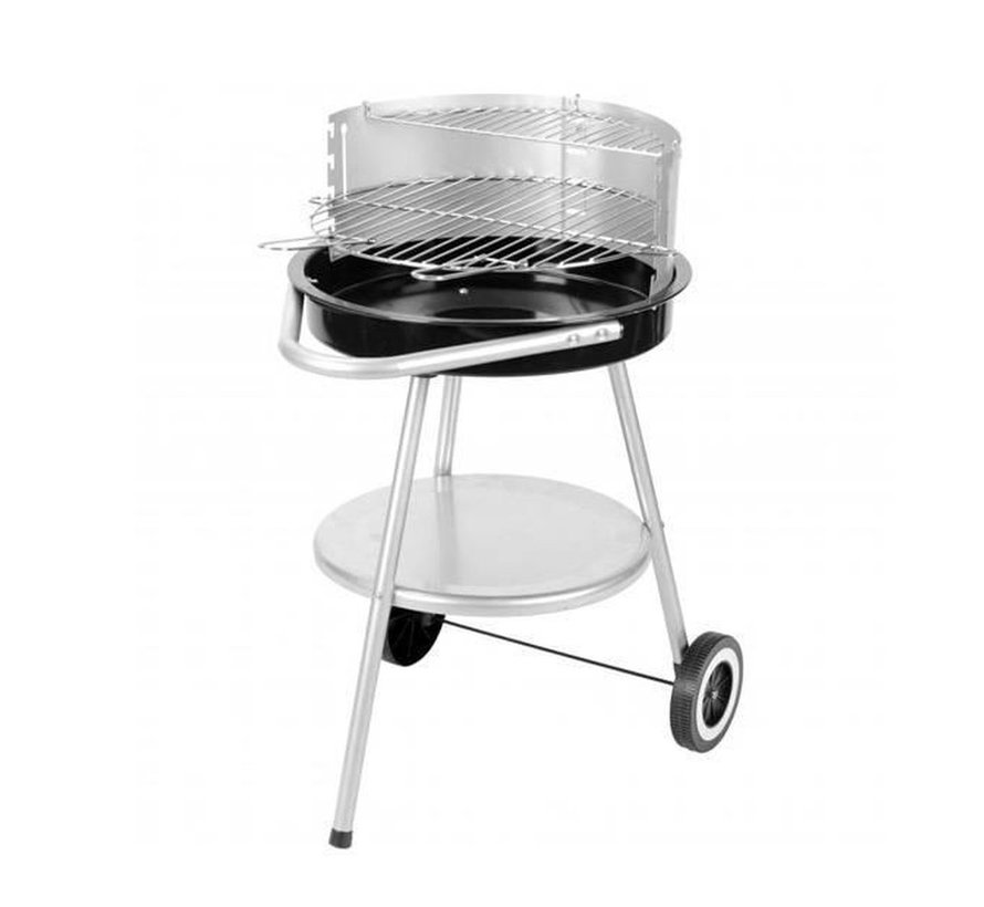 Barbecue à charbon de bois sur roulettes avec grille réglable - 47x47cm