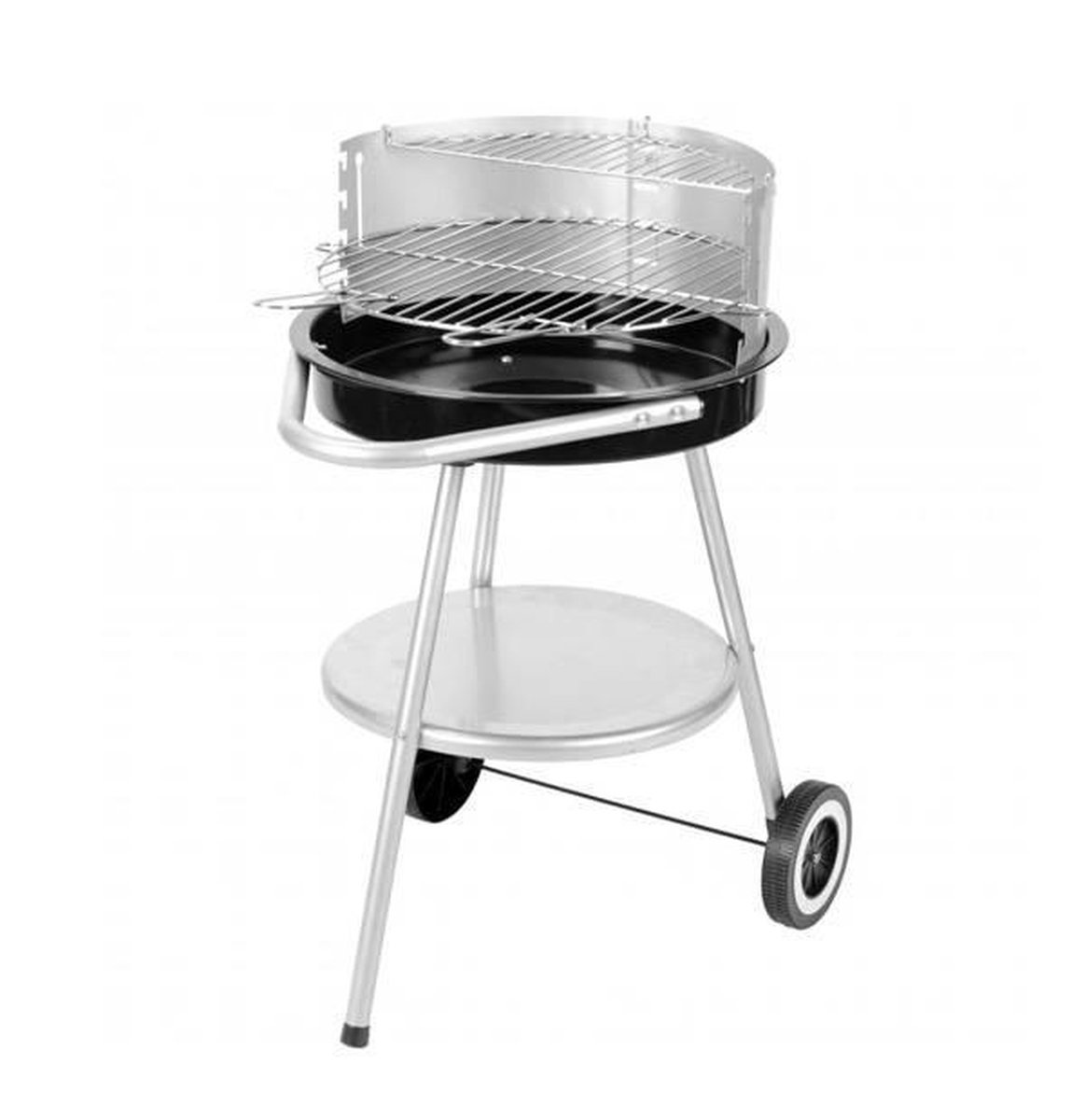 Barbecue à charbon de bois sur roulettes avec grille réglable - 47x47cm