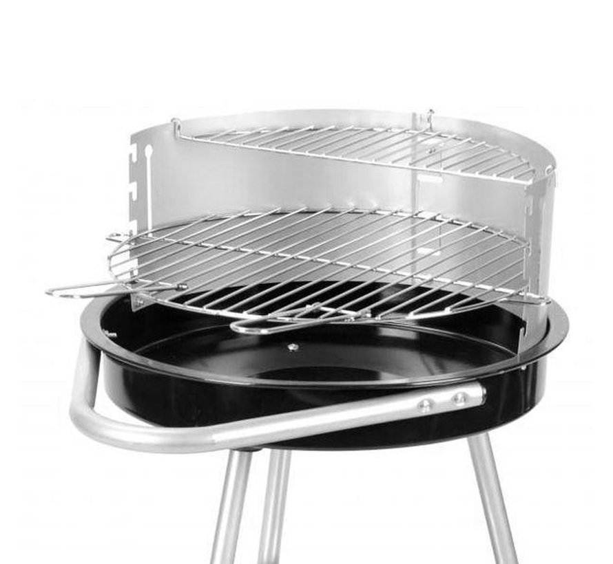 Barbecue à charbon de bois sur roulettes avec grille réglable - 47x47cm