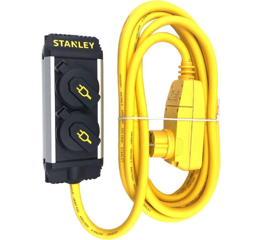 Stanley Stanley - 2-Fold Socket "Core" - Avec couvercles rabattables et interrupteur différentiel