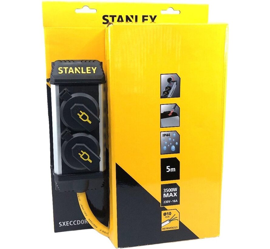Stanley Stanley - 2-Fold Socket "Core" - Avec couvercles rabattables et interrupteur différentiel