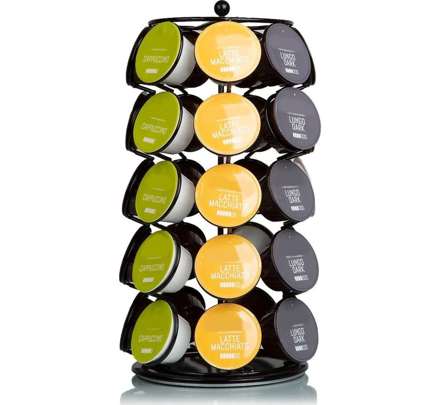 KitchenBrothers Porte-capsules - Dolce Gusto - 35 tasses - Pivotant - Noir