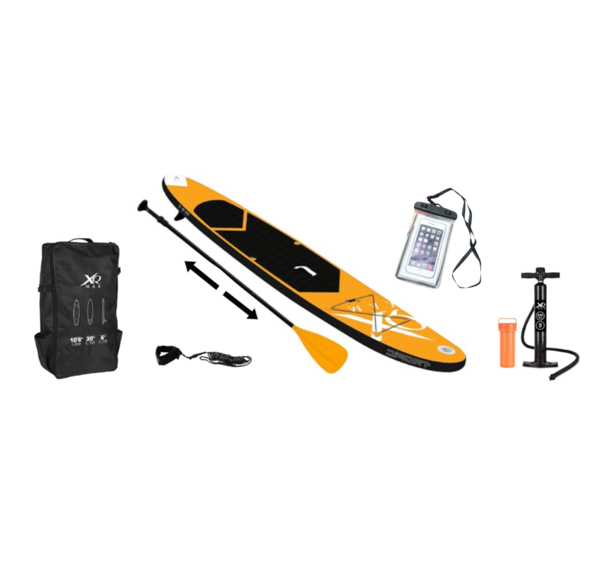 XQ Max 6-piece SUP board with FREE Waterproof Phone case - 320cm - Gonflable - Qualité robuste - Max. 150kg