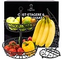 Chefarone Etagère à fruits avec support à bananes - Corbeille à fruits - Support à bananes - Coupe à fruits - Panier à légumes - 2 étages - Métal - Noir