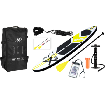 XQ Max XQ Max Special Edition Sup board set WITH Waterproof phone case- 6-piece - jusqu'à 150 kg - 320 cm - Inflatable - Yellow/Black