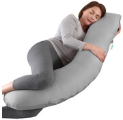 Litollo Litollo® Coussin de grossesse (forme J) - Coussin en soie - Coussin d'allaitement - Coussin de corps - 145cm - Housse amovible - Gris