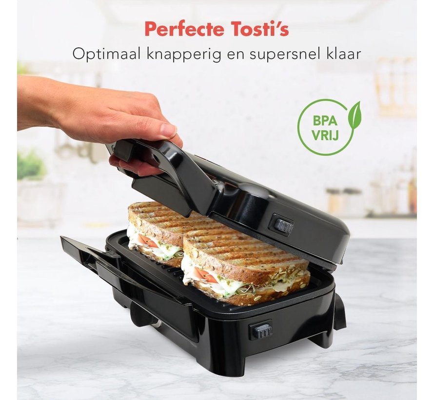 Appareil multifonction 3-en-1 KitchenBrothers  - Gaufrier/Grill/croque monsieur - Plaques interchangeables - acier inoxydable