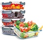 KitchenBrothers Meal Prep Trays - Set de plateaux fraîcheur - hermétique - sans BPA - 1L - verre - 5 pièces