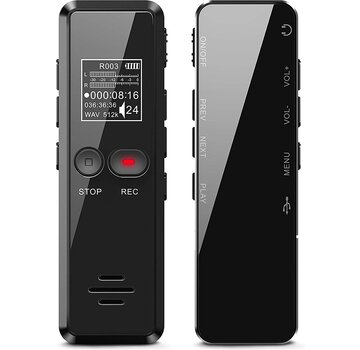 Auronic Enregistreur vocal numérique Auronic - Dictaphone - Stockage 8GB - Réduction de bruit - USB - Noir