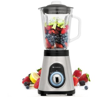 KitchenBrothers Blender KitchenBrothers - 1,5 litre - Cruche en verre - 3 pieds - 700W - Acier inoxydable/noir