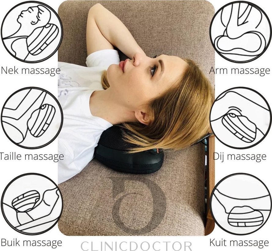 Auronic Coussin de Massage Shiatsu - Appareil électrique pour le cou et le dos - avec fonction chaleur - Noir