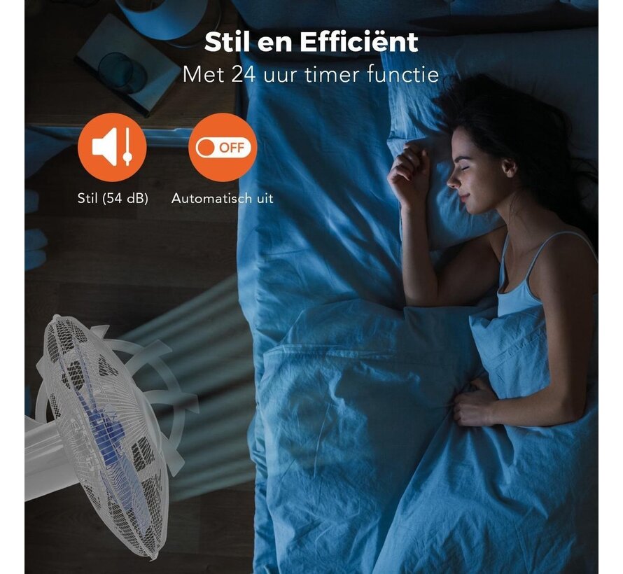 LifeGoods Ventilateur tripode - Ventilateur sur pied avec télécommande - minuterie - 50W - 53dB - blanc