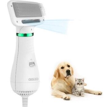 Merkloos Sèche-cheveux et brosse pour chien - brosse en acier inoxydable - Animaux de compagnie - Sèche-cheveux pour chien 2 en 1