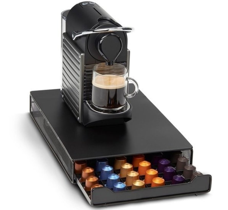 Porte-capsules KitchenBrothers - Avec tiroir - Nespresso - 60 tasses - Noir