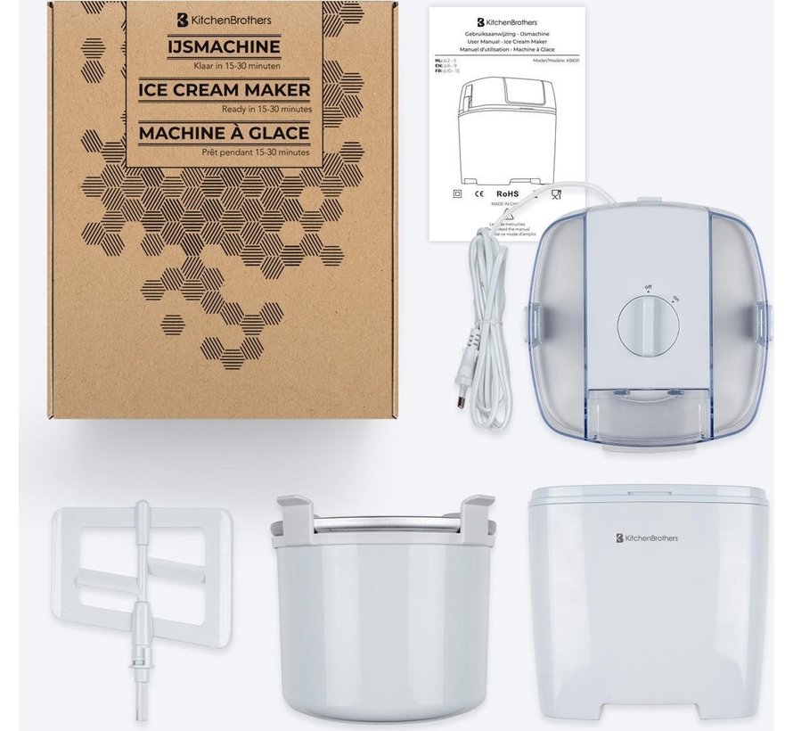 Machine à glace - KitchenBrothers - 1.5L - Blanc