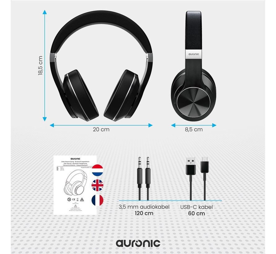 Casque audio sans fil Auronic  - QuietSound , Réduction active du bruit - Bluetooth - Noir