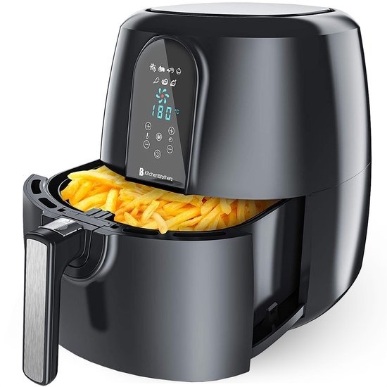 KitchenBrothers Friteuse à hair chaud - 7,2 L -1890 W - Friteuse sans huile - 7 programmes de cuisson - noir - + un livre de recettes