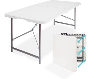 LifeGoods Table de camping pliante - LifeGoods - 60x120cm - Blanc