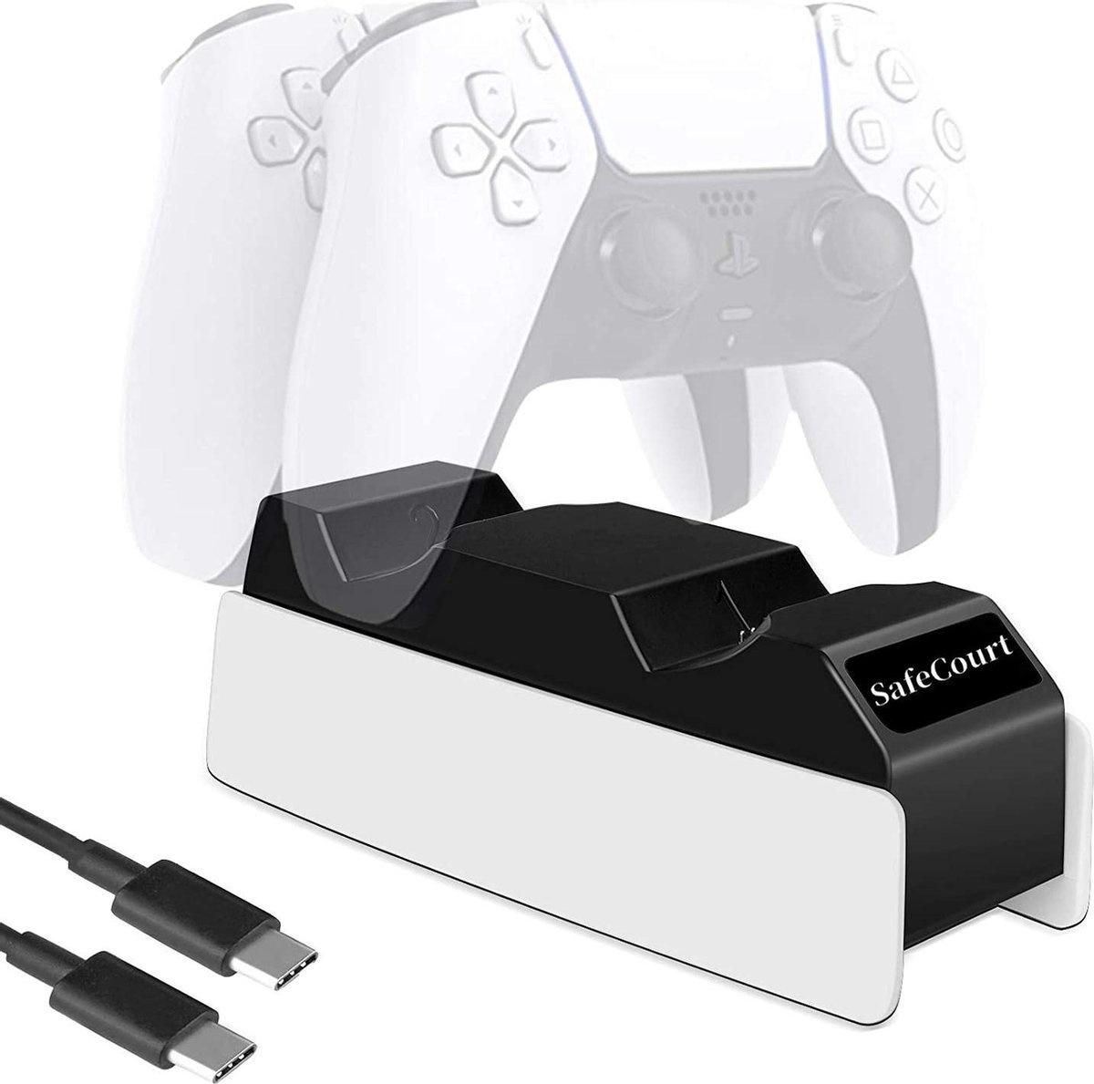 Safecourt - Station de recharge PlayStation 5 - Chargement rapide - USB-c - Deux