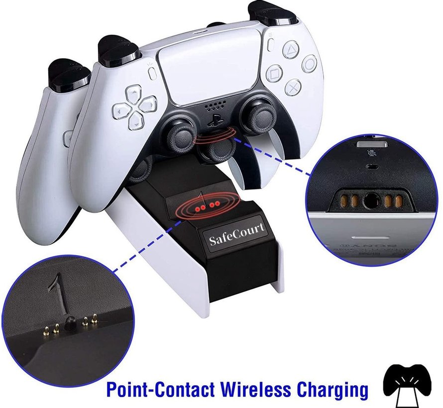 Safecourt - Station de recharge PlayStation 5 - Chargement rapide - USB-c - Deux