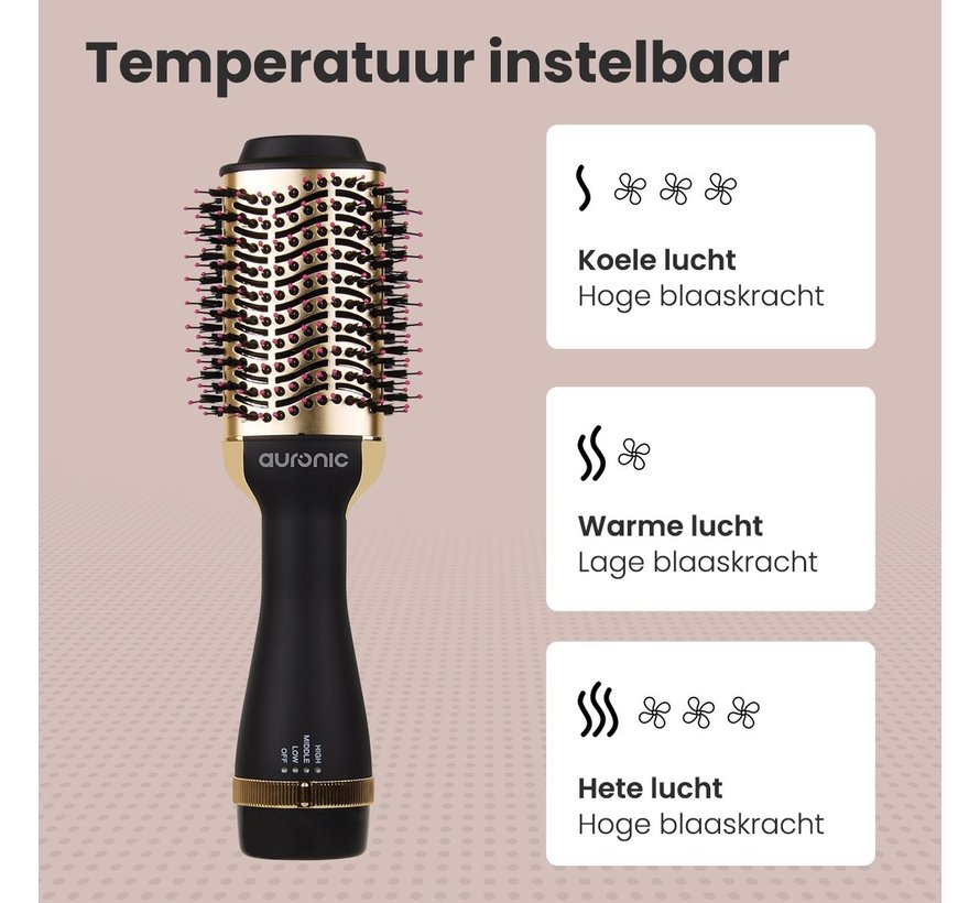 Brosse soufflante et coiffante 3 en 1 - Auronic - 1000W - Noir/or