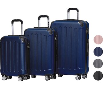 TRVLMORE Set de valises TRVLMORE - 3 pièces - 38L + 70L + 110L - Bleu foncé