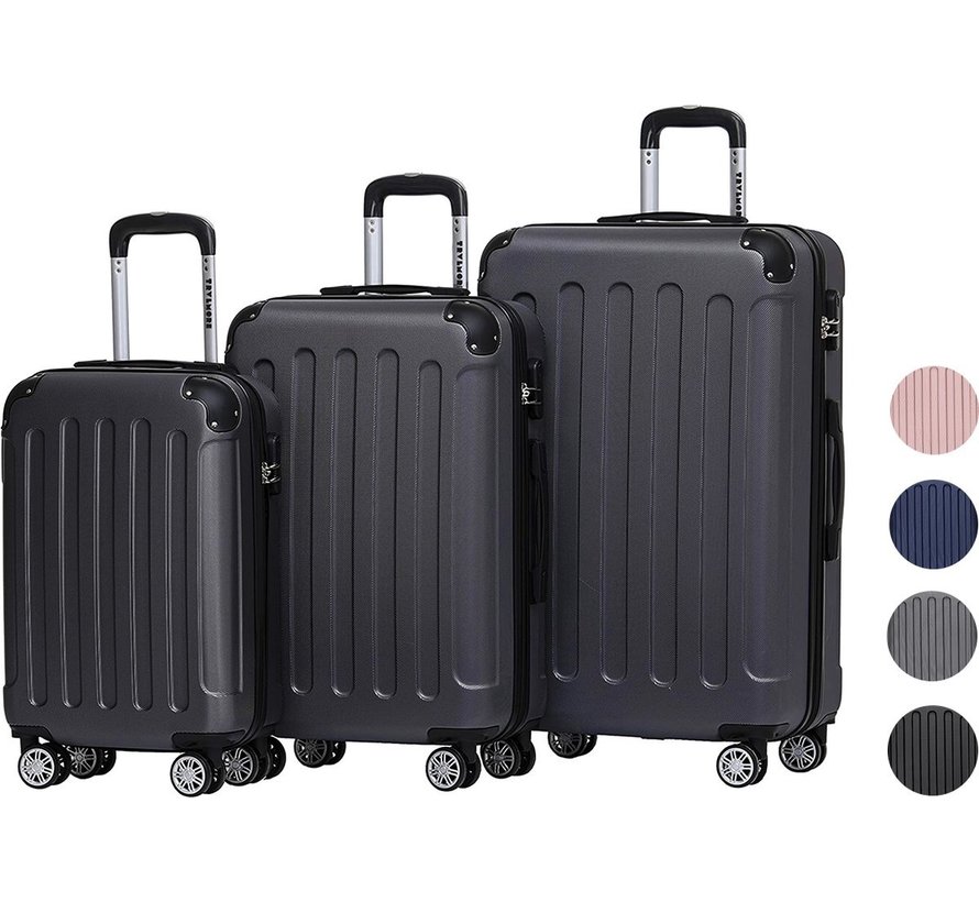 Set de valises TRVLMORE - 3 pièces - 38L + 70L + 110L - Noir