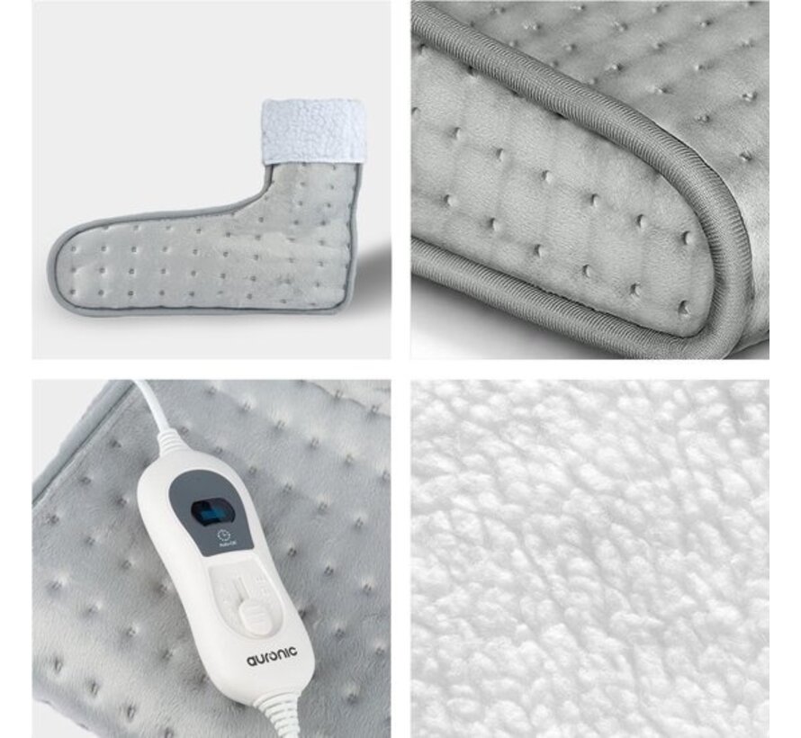 Auronic Chauffe-pieds  électrique  - 53°C à 65°C - avec minuterie et protection contre la surchauffe - 100W - adulte - gris