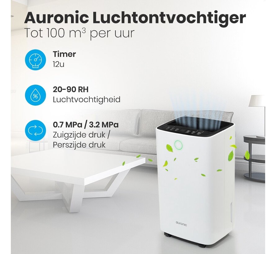 Auronic Déshumidificateur - Fonction Lavage Séchage - Blanc