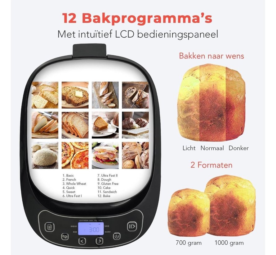 Machine à pain - KitchenBrothers - 12 programmes - Blanc