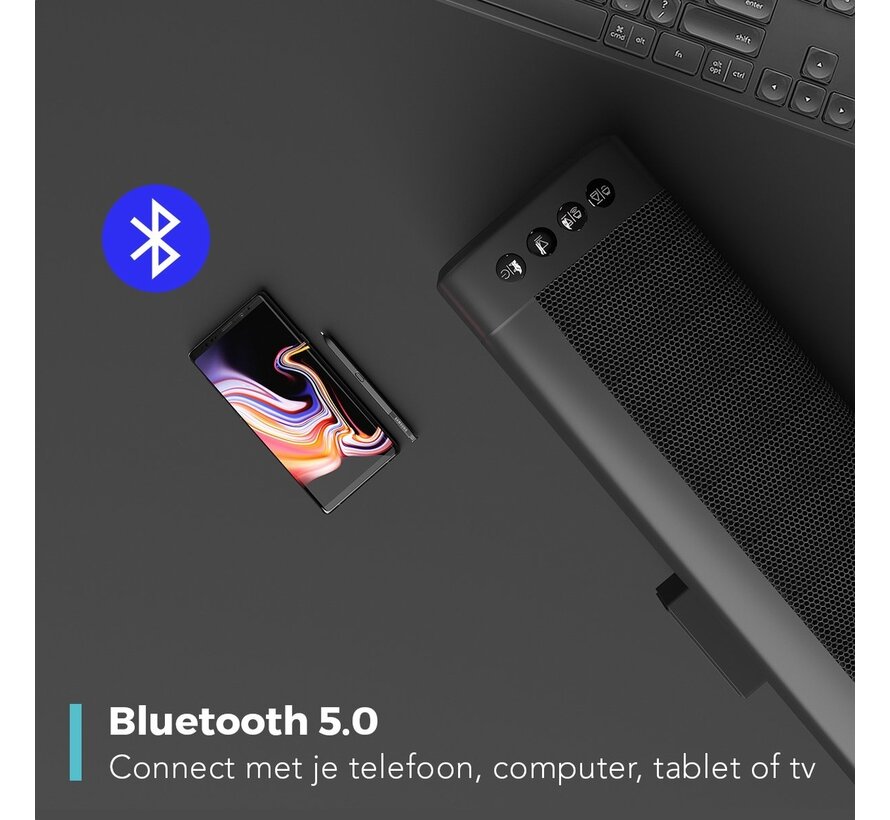 LifeGoods Soundbar - Bluetooth 5.0 - pour TV et PC - 30 watts - Noir