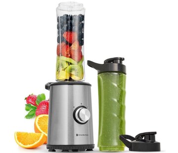 KitchenBrothers Mini Blender - KitchenBrothers - 2 gobelets à emporter - 350W - acier inoxydable