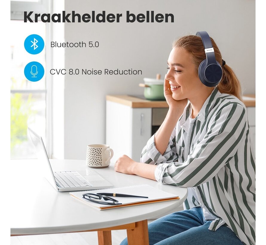 Casque audio sans fil Auronic - QuietSound , Réduction active du bruit - Bluetooth - Bleu