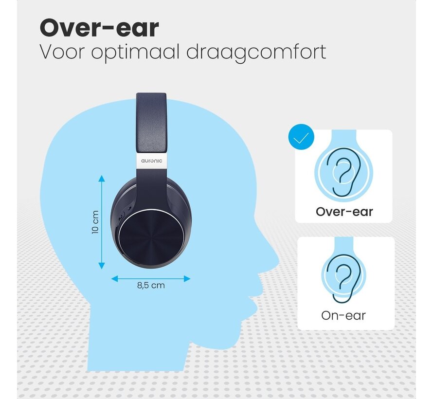 Casque audio sans fil Auronic - QuietSound , Réduction active du bruit - Bluetooth - Bleu