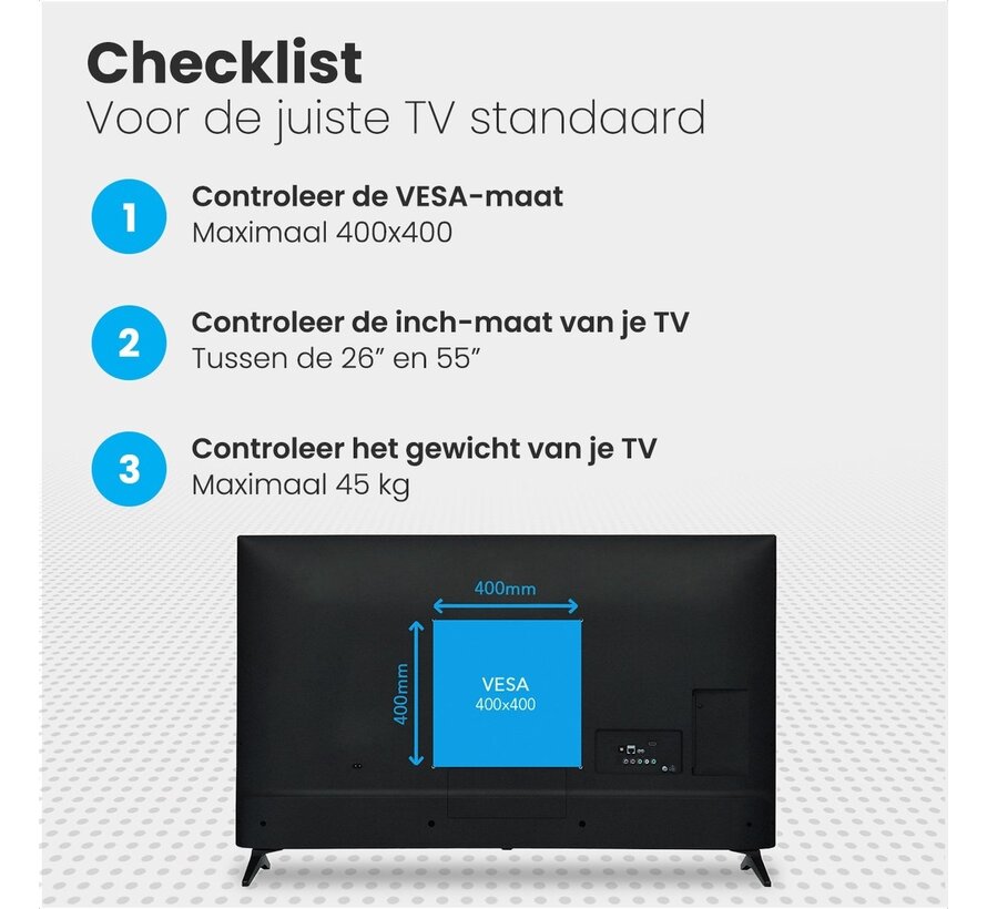 Auronic TV Stand - Trépied TV - Pivotant - Réglable - 26 à 55 pouces - Noir